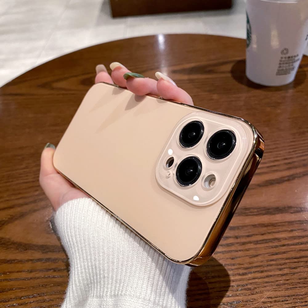 Coque iPhone 12 acrylique givré et TPU galvanisé de couleur unie or
