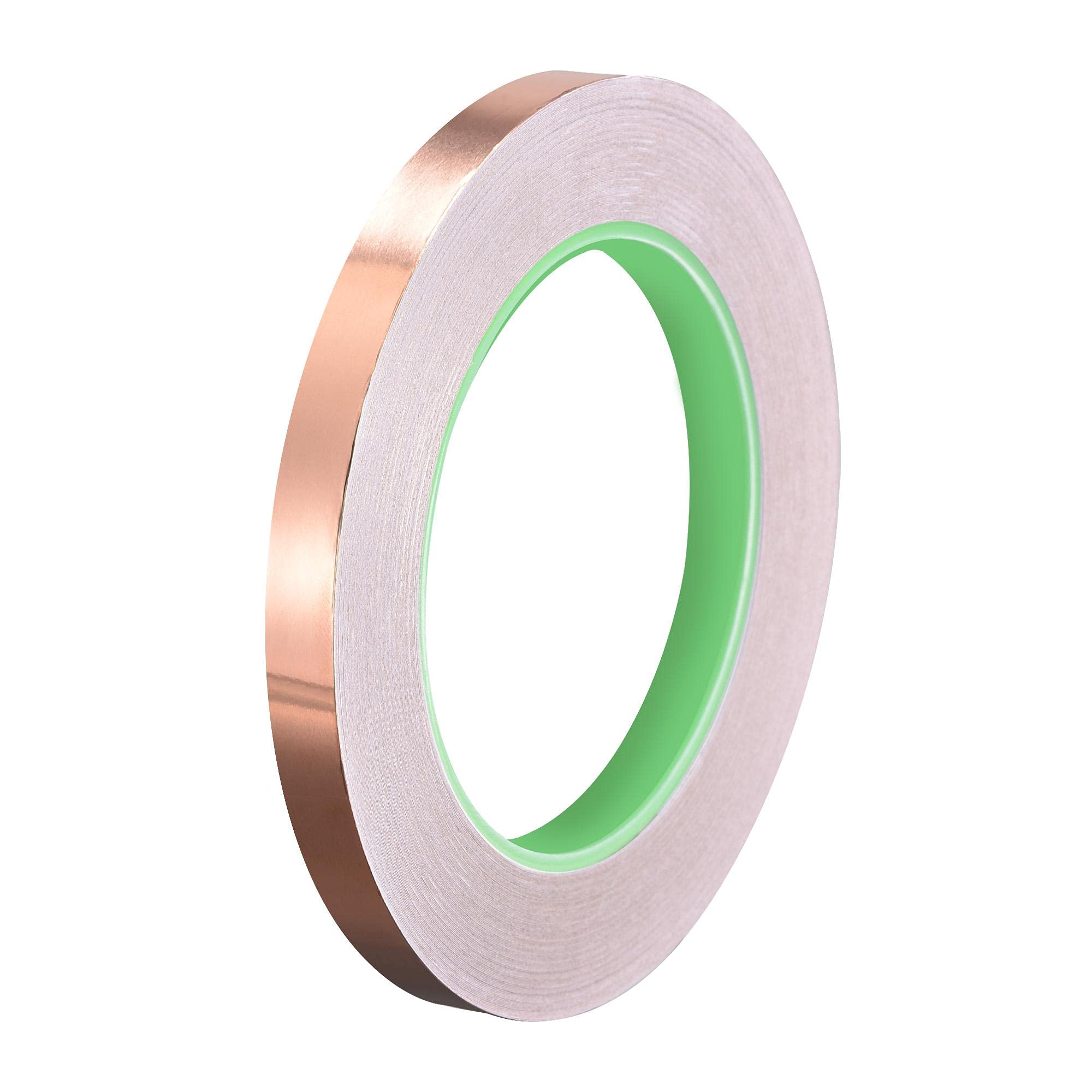 sourcing map Double-Sided Conductive Tape Copper Foil Tape Adhesive 10mm x 30m/98.4ft for Guitar, EMI Shielding Crafts, Electrical Repairs, Stained Glass