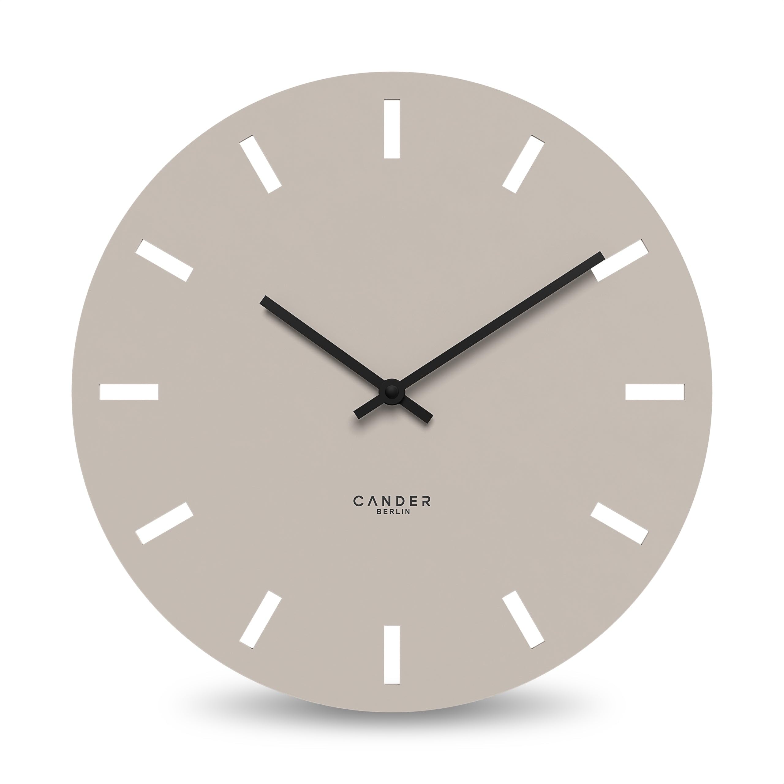Cander Berlin MNU 2550 P XXL - Reloj de pared silencioso (50 cm, sin ruido de tictac, analógico, para salón, moderno, vintage, gris cálido, grande)