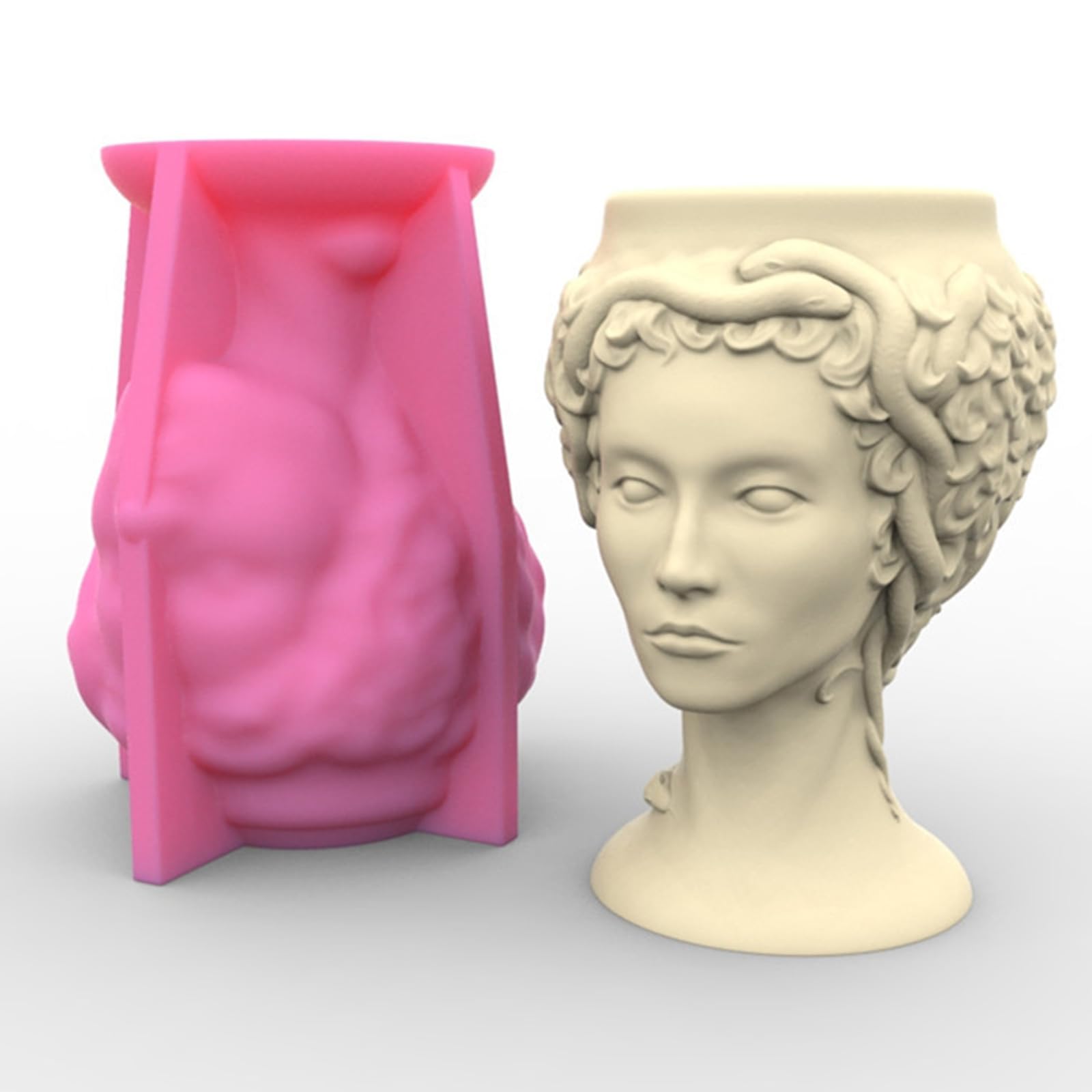 3D Lady Head Vaso da fiori in gesso Stampo in silicone resina epossidica Vaso succulento Portacandele in cemento Stampo portacandele per calcestruzzo resina cementizia