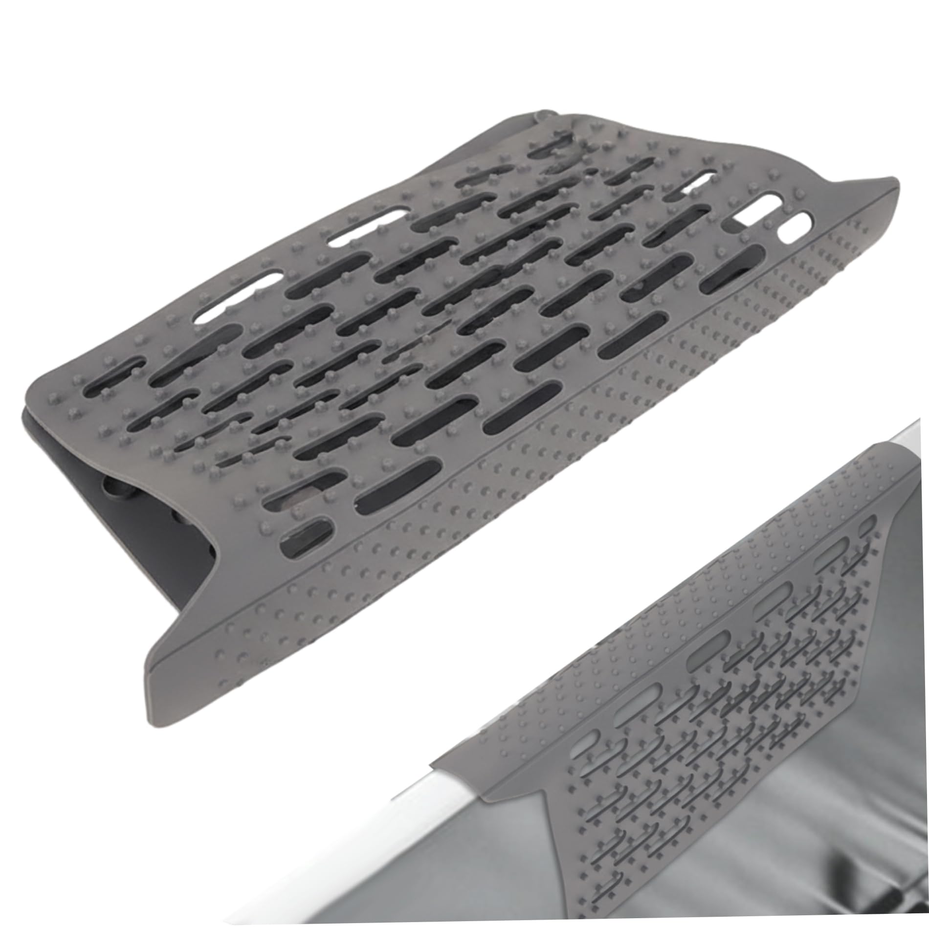 Bemonew Sink Protector Silicone Sink Mat, Double Divider Protector with Suction Cups & Drainage Holes Heat Resistant Kitchen Mat for Dishes and Utensils