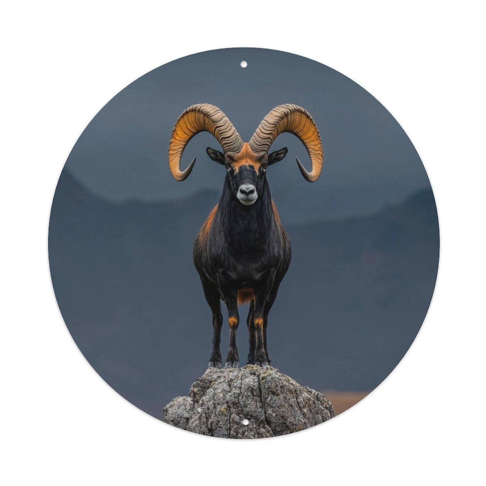 Alpine Ibex - Mountain Wildlife Photo, Wilderness Nature Artwork for Home Decor Vintage Metal Tin Sign Plaque Wall Decor for Cafe, Club Bar, Office, Garden Metal Poster 8x8Inch