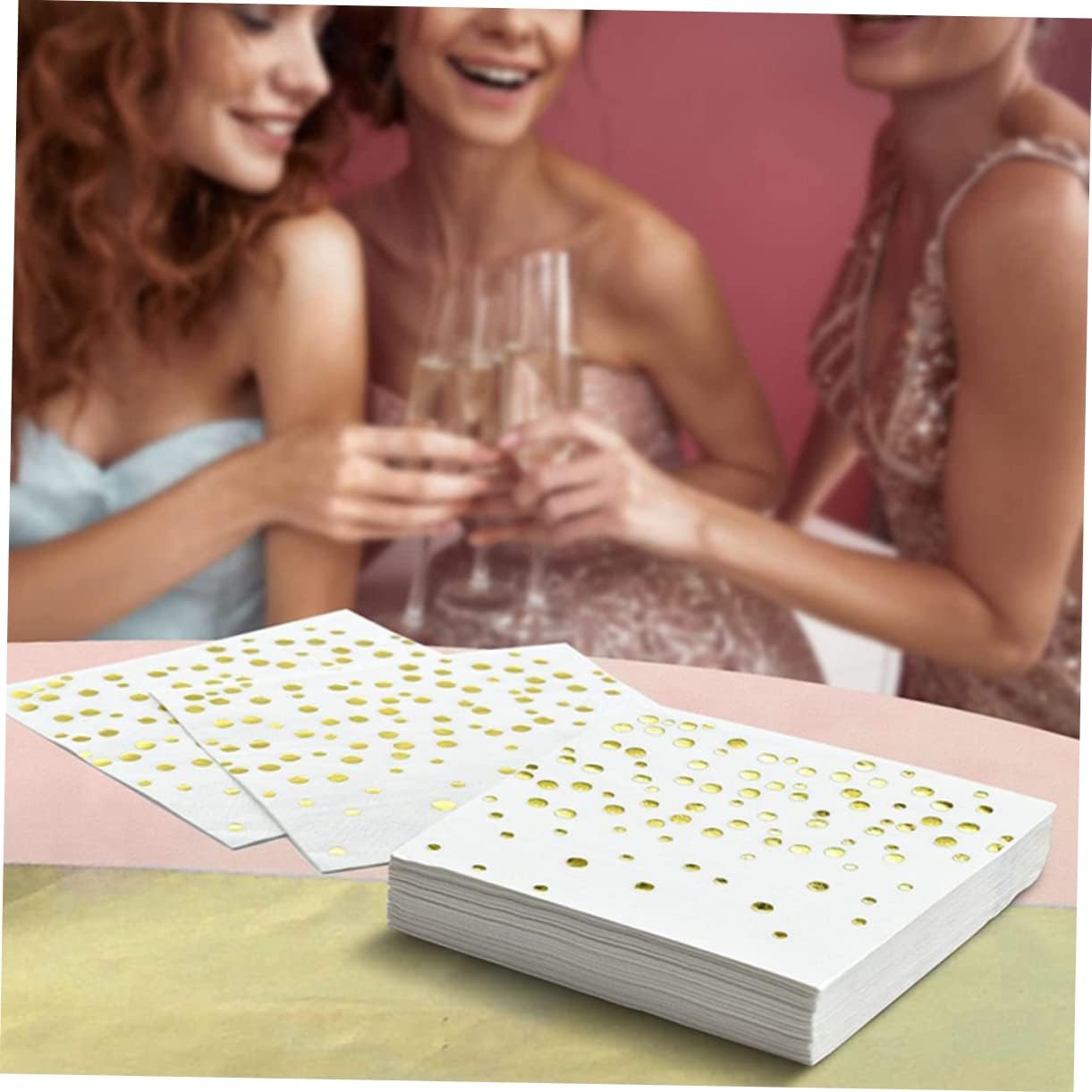 100pcs Decorative Golden Foil Printed Napkins for Weddings Parties and Special Celebrations Elegant Dot Pattern Napkins for Birthdays and Showers