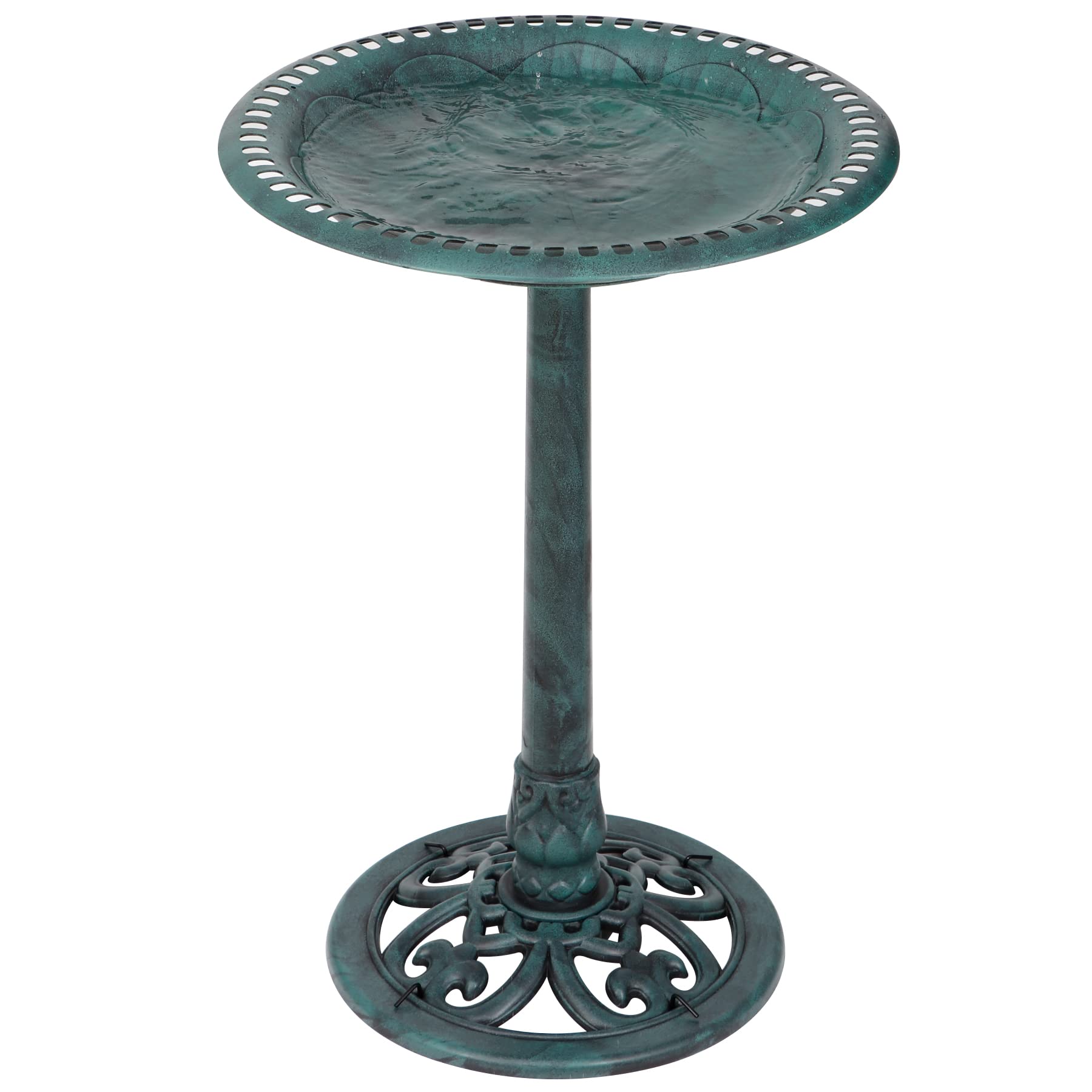 JungleA 28 Inch Height Bird Bath Lightweight Copper Outdoor Garden Pedestal Freestanding Vintage Decor,Green