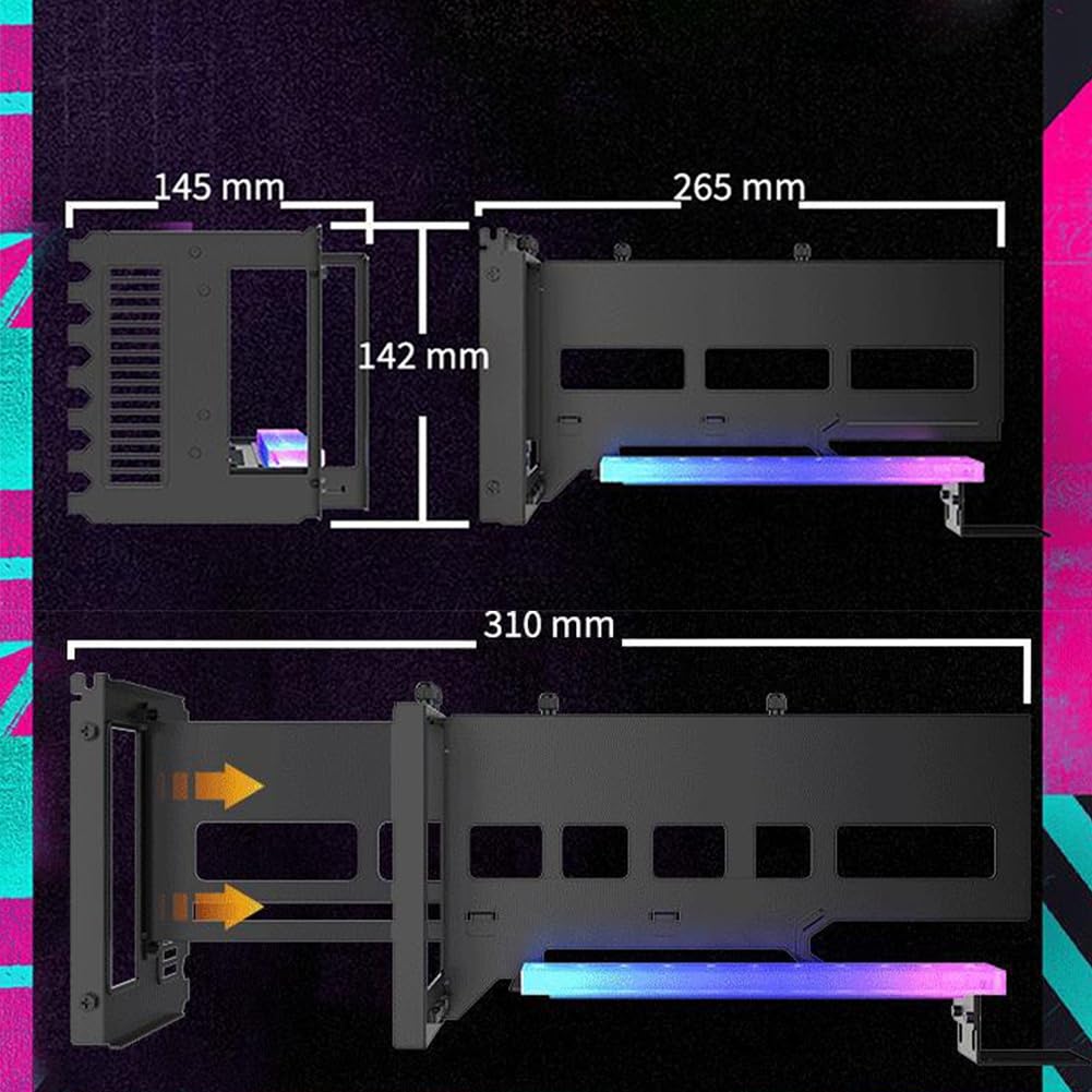 Supporto verticale della scheda grafica EZ-40 ARGB, adattatore PCIe 4.0 X16, supporto sterzo scheda grafica GPU