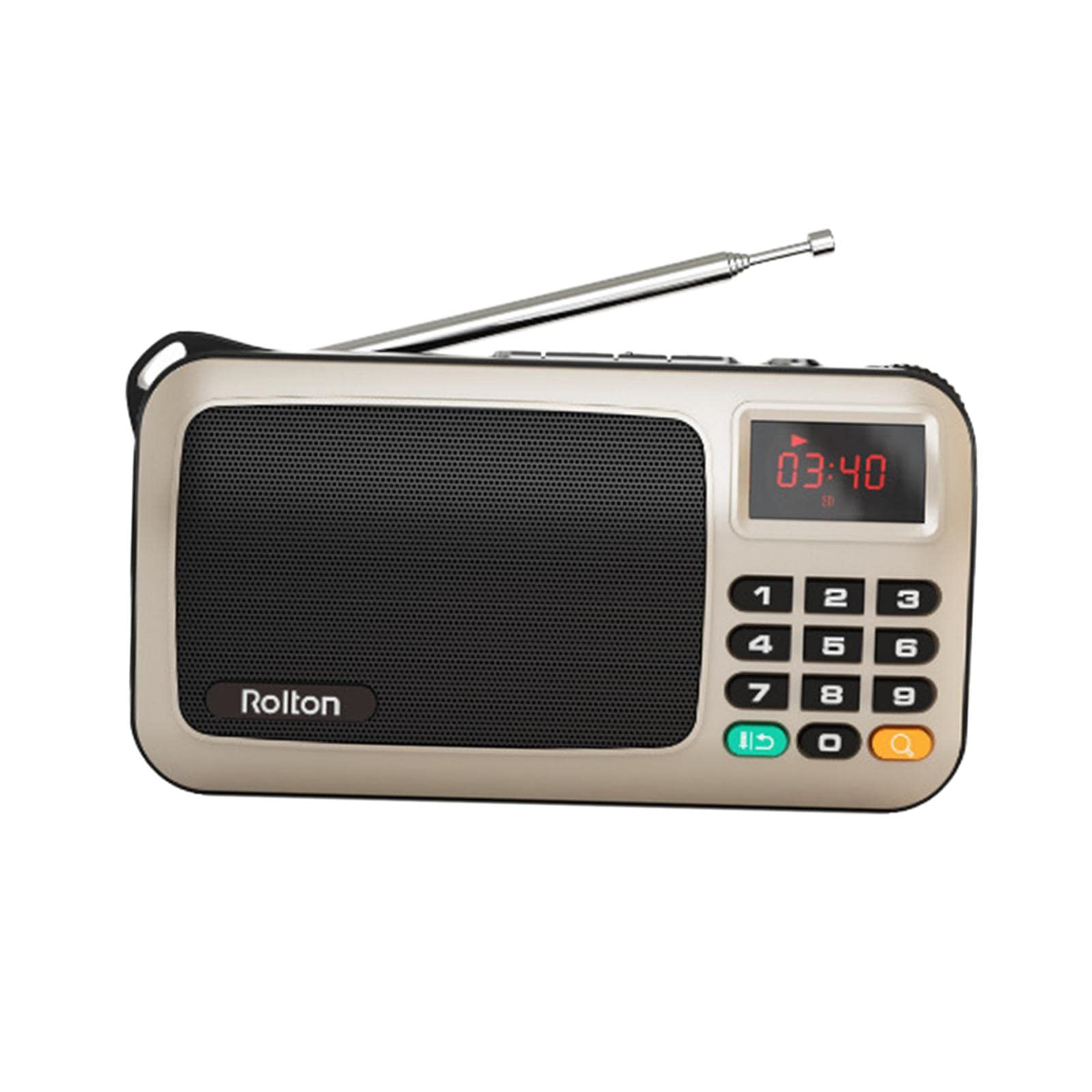 bnf®portable usb rechargeable fm radio with emergency flashlight, creative gift for friends and family, golden