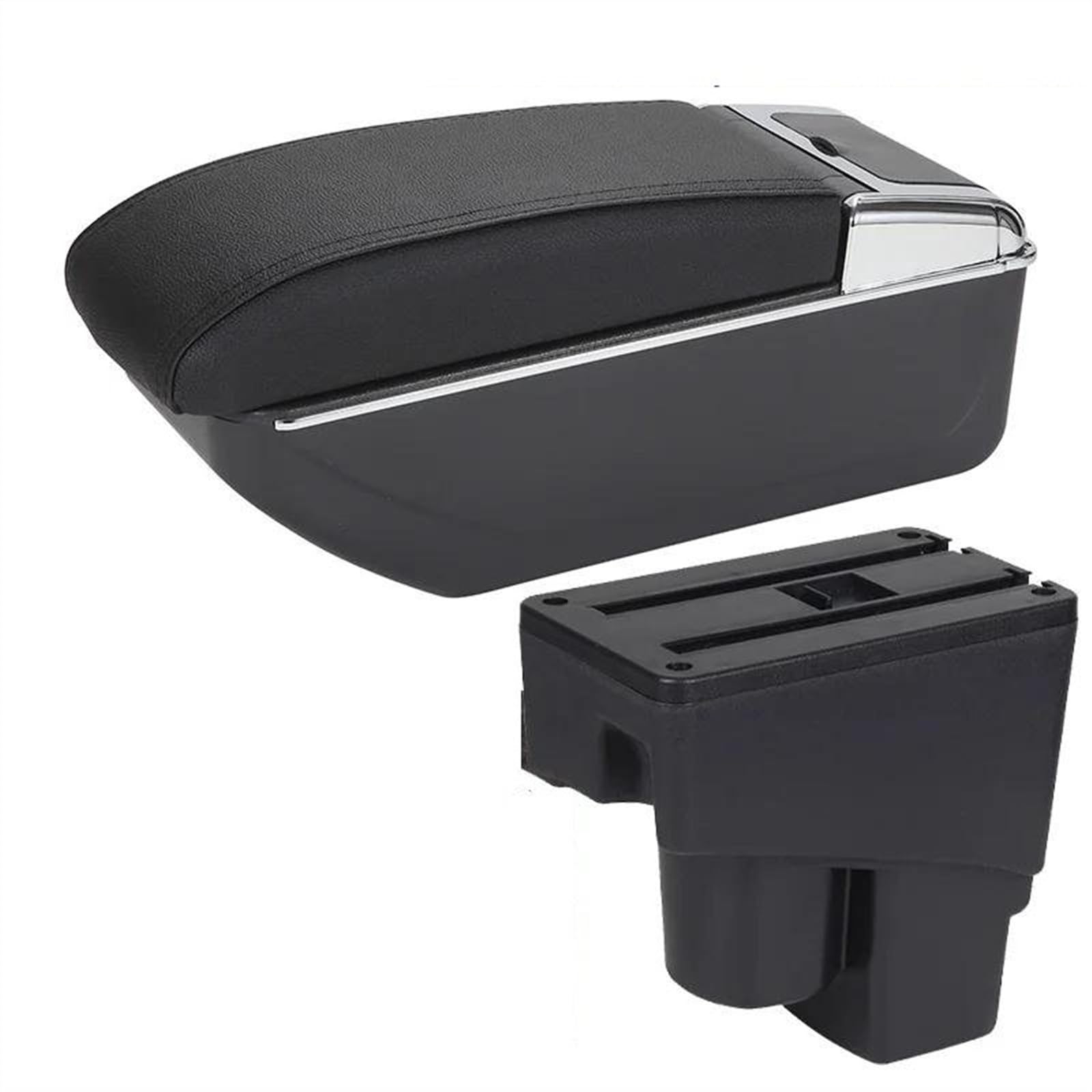 NOHEEU Car Armrest Box Retrofit Accessorie Storage Simple Installation For Fit For Jazz 1 2003-2007(C2 Black line NO USB)