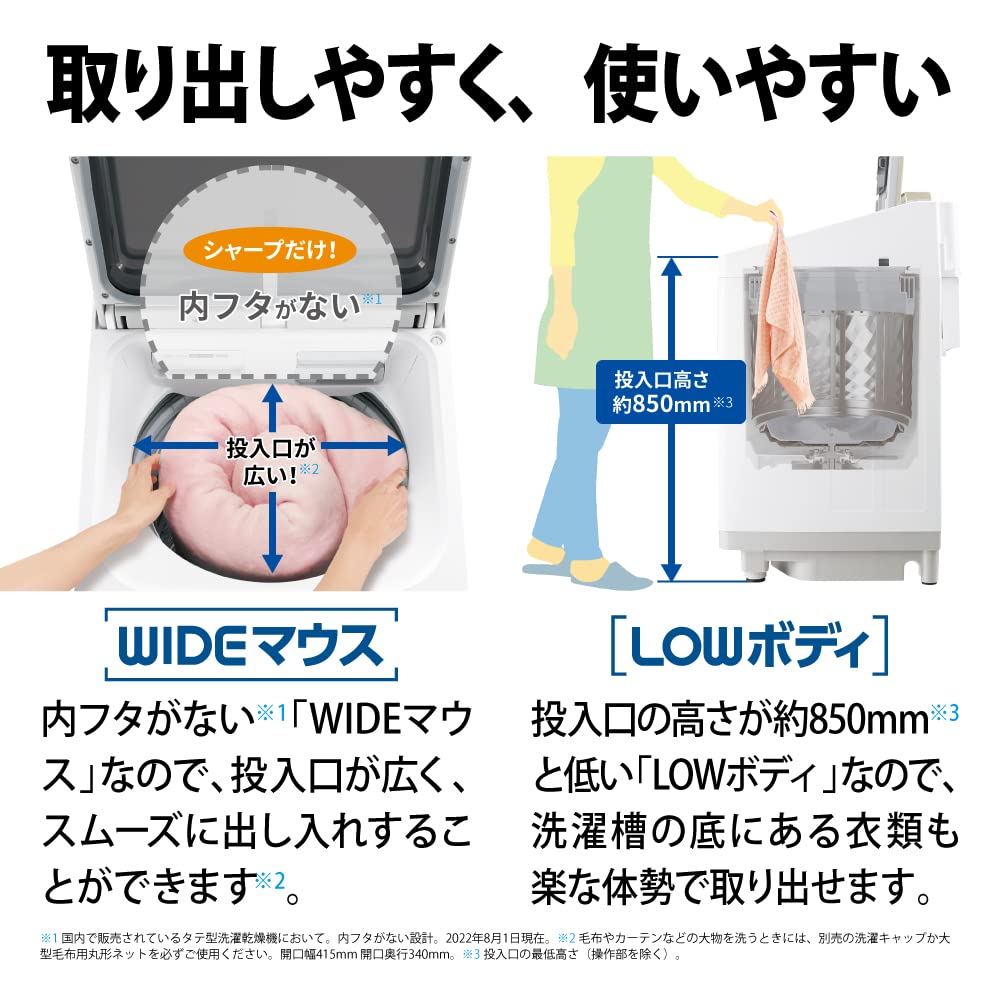 Amazon | シャープ タテ型 洗濯乾燥機 ES-PW11G-N ダイヤカット穴なし 