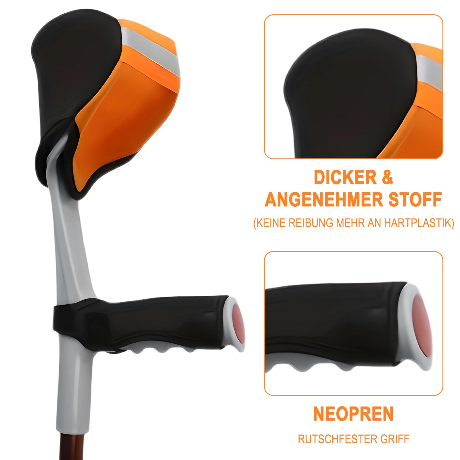 Juego de 4 almohadillas de agarre para antebrazos, almohadillas para apoyo para antebrazos, antipresión y fricción, comodidad para codos, antebrazo y parte superior del brazo, color negro y naranja