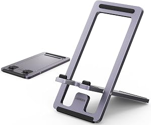 UGREEN Phone Stand, Fully Foldable Adjustable Holder for Desk, Aluminum Compatible with iPhone 17 16 15 14 13 12 Pro Max, Galaxy S24 S23 Ultra, Phones 4.7 to 7.9 Inch