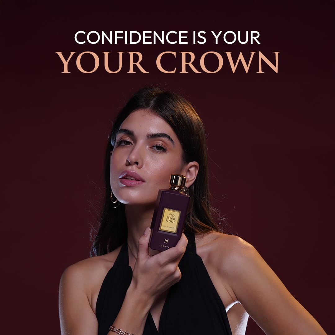 Merve Red Royal Flush Premium Long Lasting Fragrance Luxury Scent For Unisex | Herbal, Oud, Woody | Last All Day | 3.4 Ounces