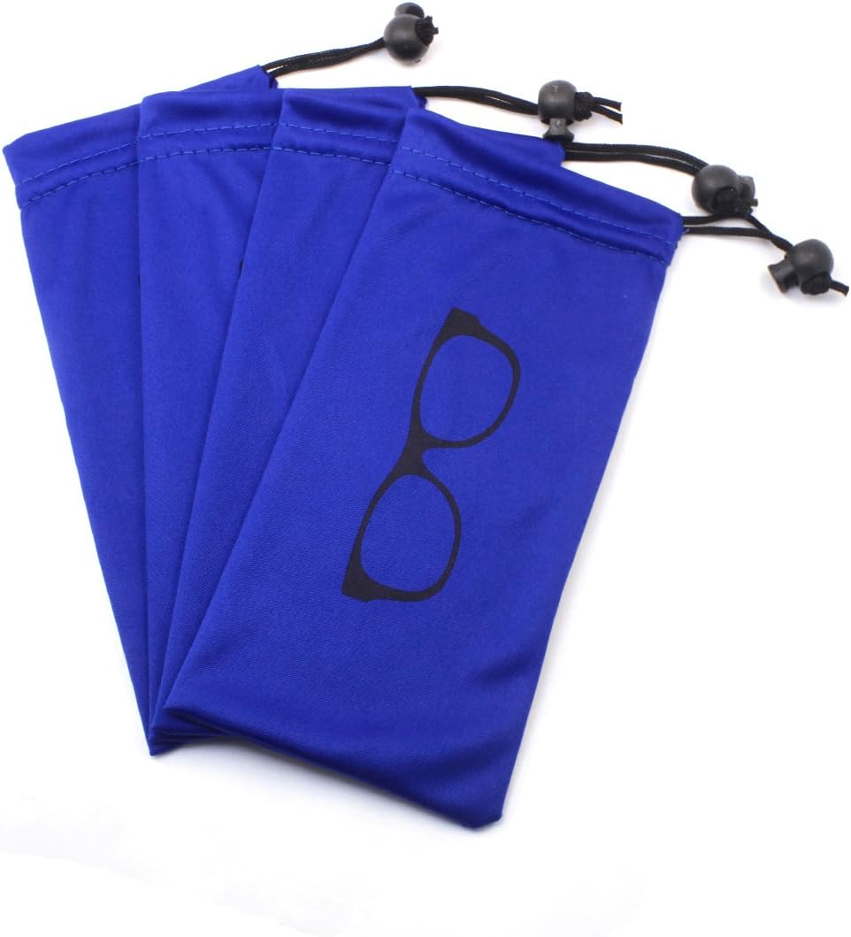 (4 PCS) Soft storage Pouch Drawstring Microfiber With Bead Lock for eyewear,cosmetics, cell phone, cards, pens, keys, purse, small item to save space