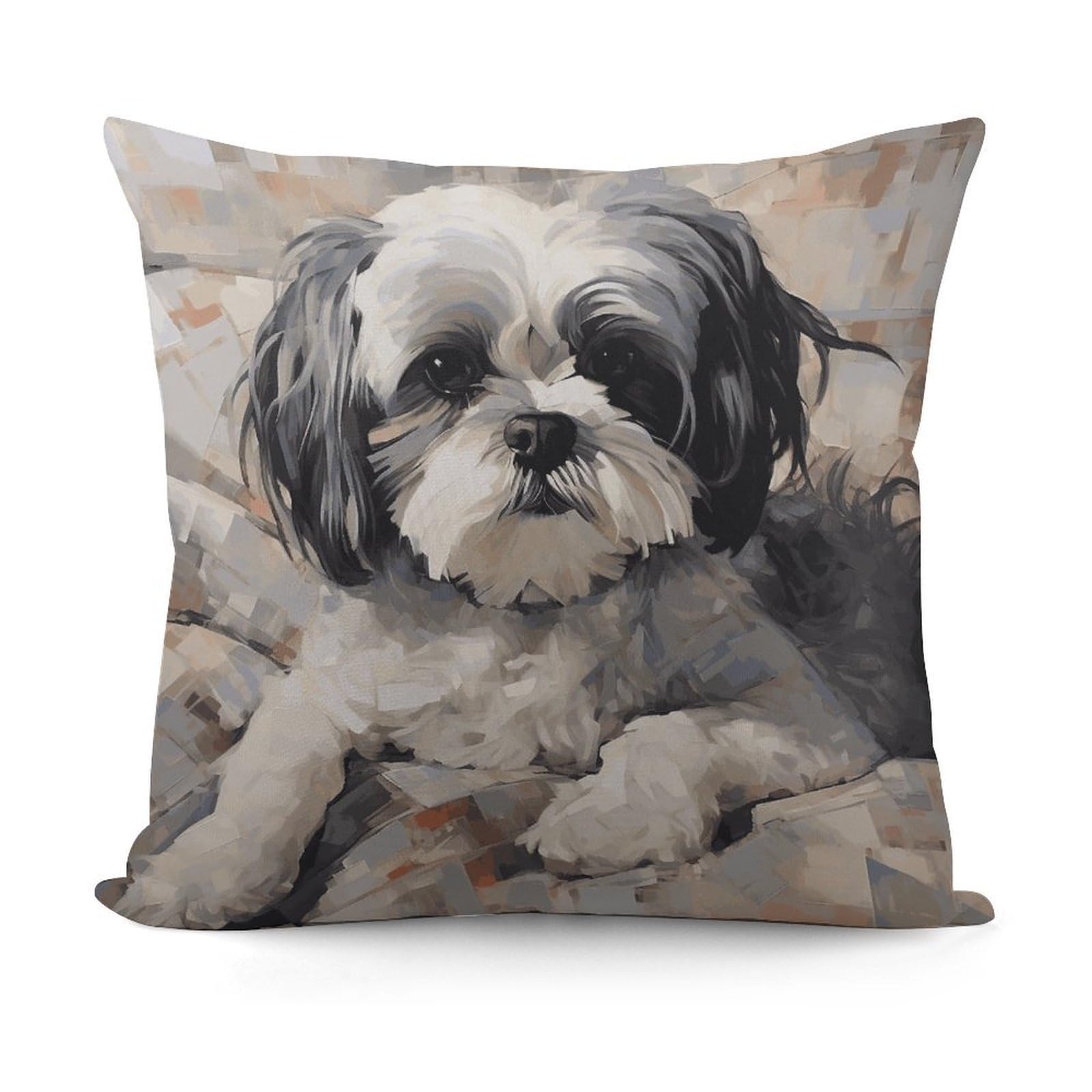 VstaDank Shih Tzu Pillow Covers Soft Plush Decorative Square Pillow Cover Modern Breathable Pillowcases Pillowcase with Invisible Zipper 18x18 Inches for Sofa Living Room