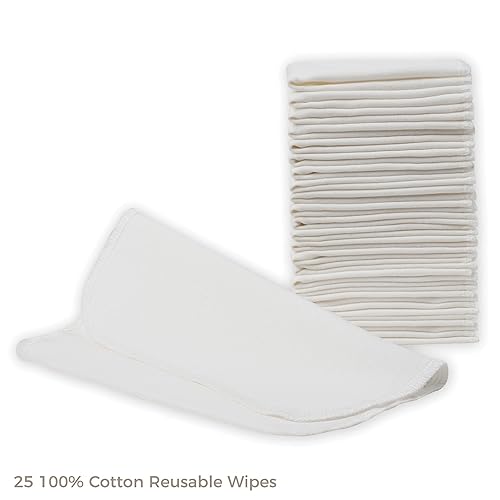 Miniatura 3 de Nora's Nursery - Toallitas reutilizables para bebé, 25 hojas en un paquete de toallitas de tela para bebé, toallitas reutilizables 100% algodón por