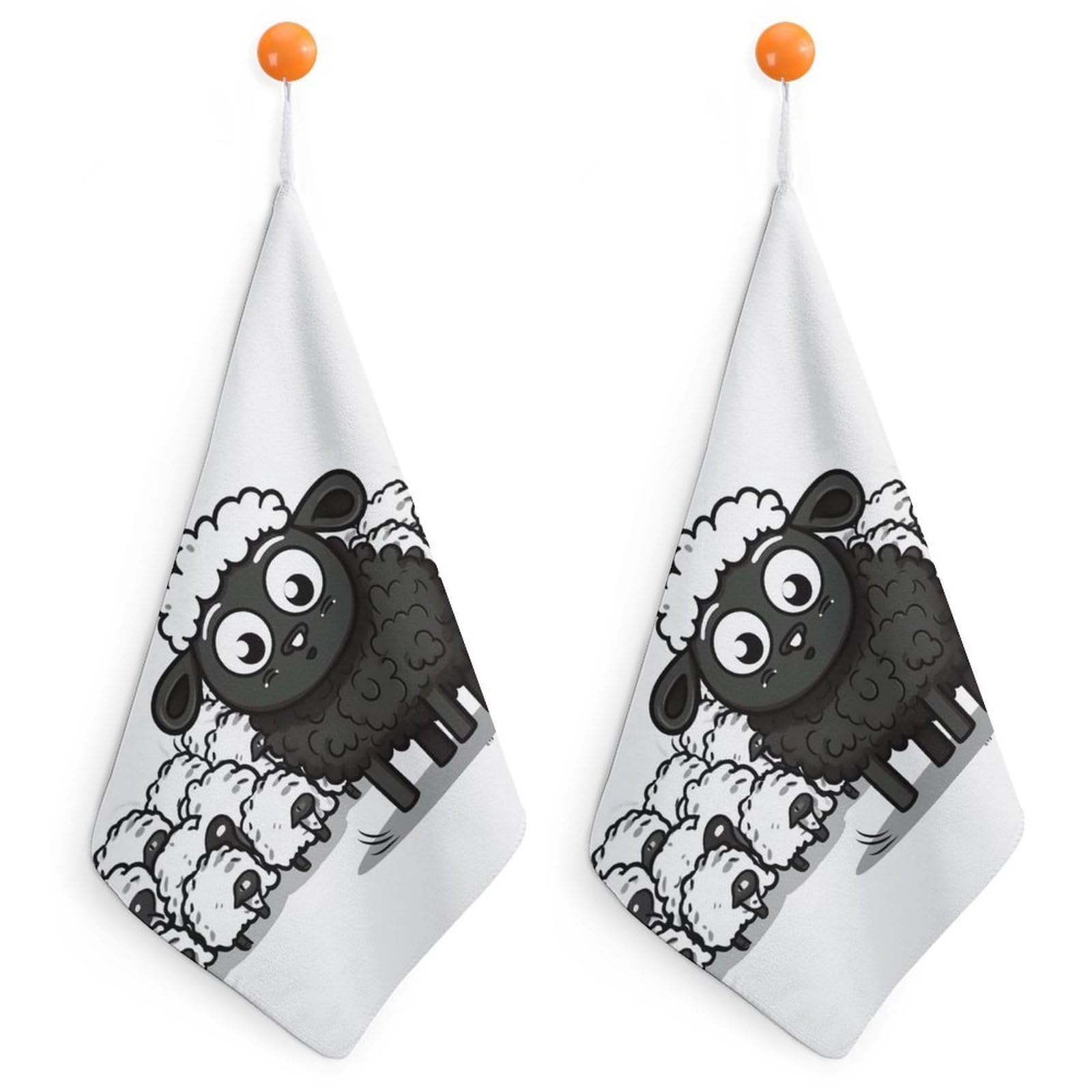Serviette à main mouton noir et blanc 30x30 cm pour le visage