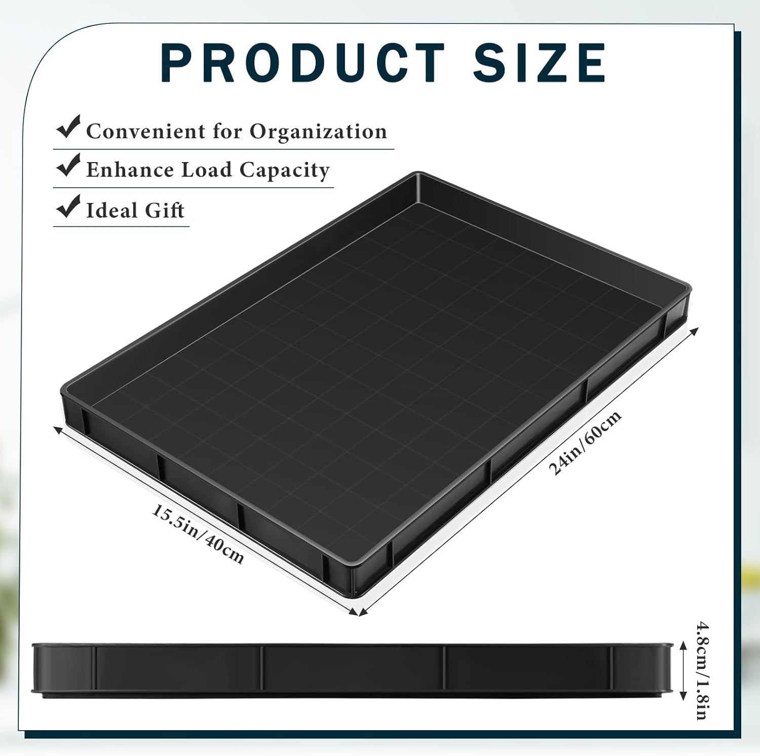 baderke 1 pc 24 x 15.5 inches oil drain pan for changing leak proof mini fridge drip tray plastic oil change pan for mini fridges air conditioners machinery under car (black,1.89 inch) 1.89 inch black 1