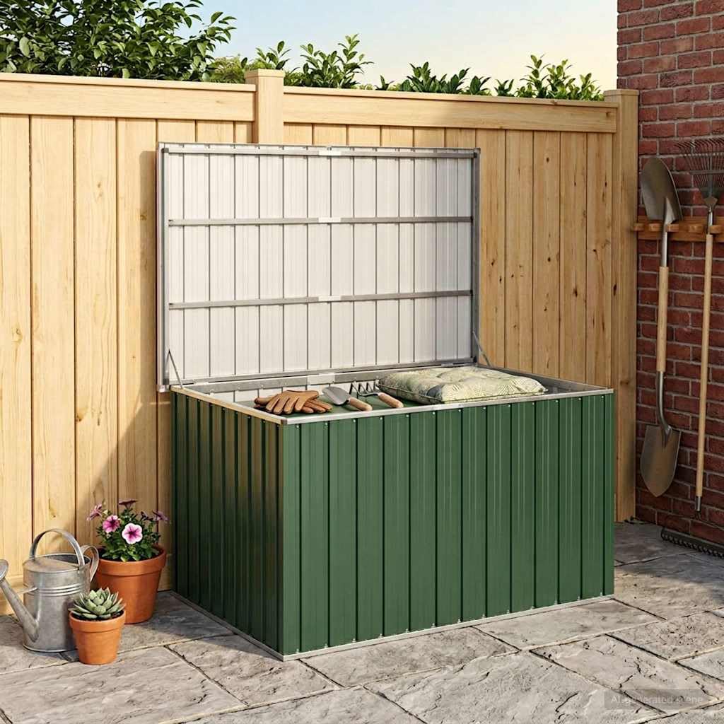Gartenbox Grün 149x99x93 cm, wetterfeste Aufbewahrungsbox mit großem Stauraum, klappbarer Deckel, vielseitige Garten Truhe für Kissen, Polster, Balkon, Terrasse und Outdoor Nutzung