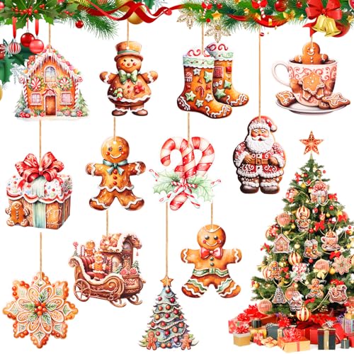 24 Stück Weihnachtsbaumschmuck Lebkuchenmann, Weihnachten Deko,...