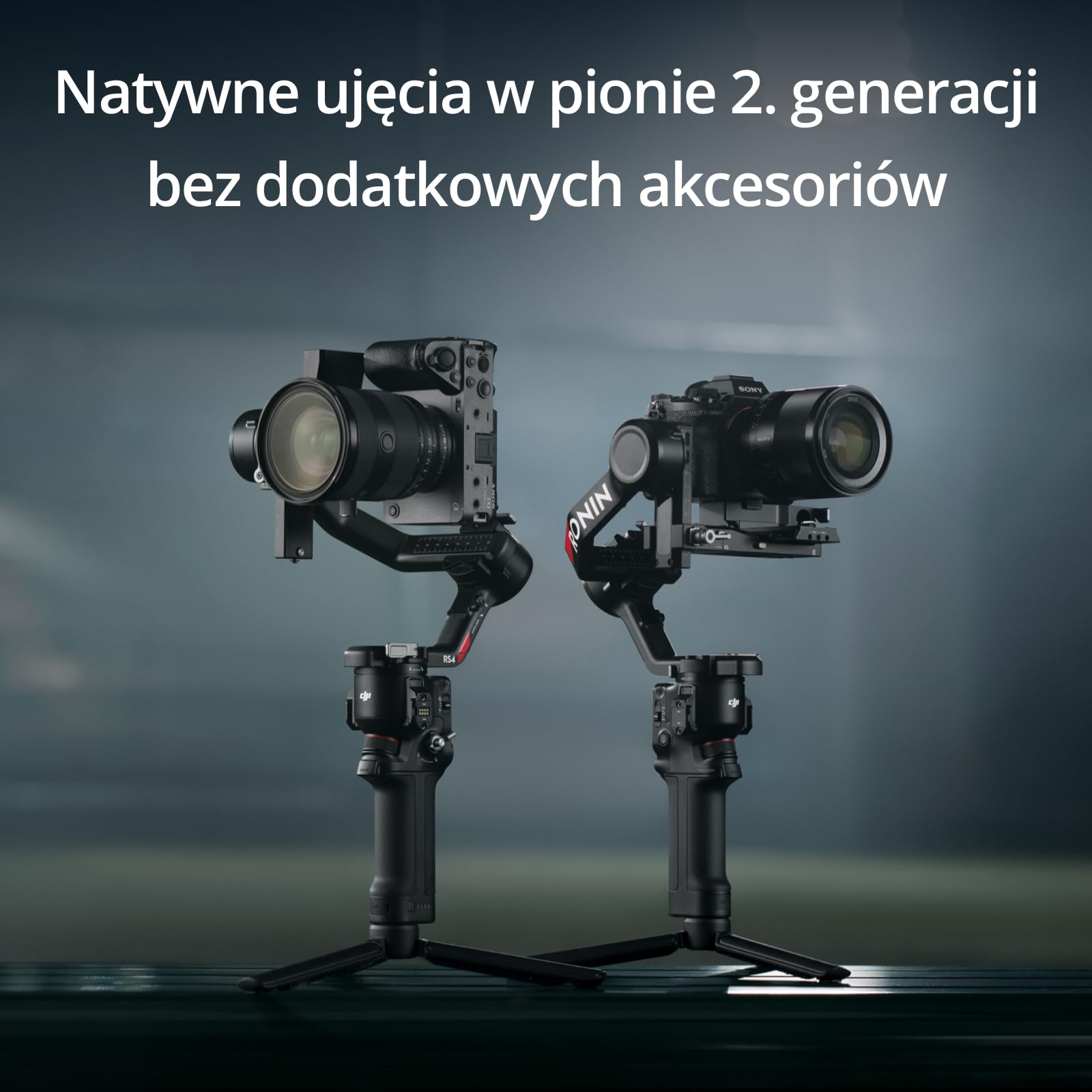 DJI RS 4 Combo, stabilizator gimbal do kamer, Canon/Sony/Nikon/Fujifilm | z silnikiem Focus Pro, Natywne ujęcia w pionie 2. gen., 2 tryby joysticka, Ramiona osi - Teflon, udźwig 3 kg