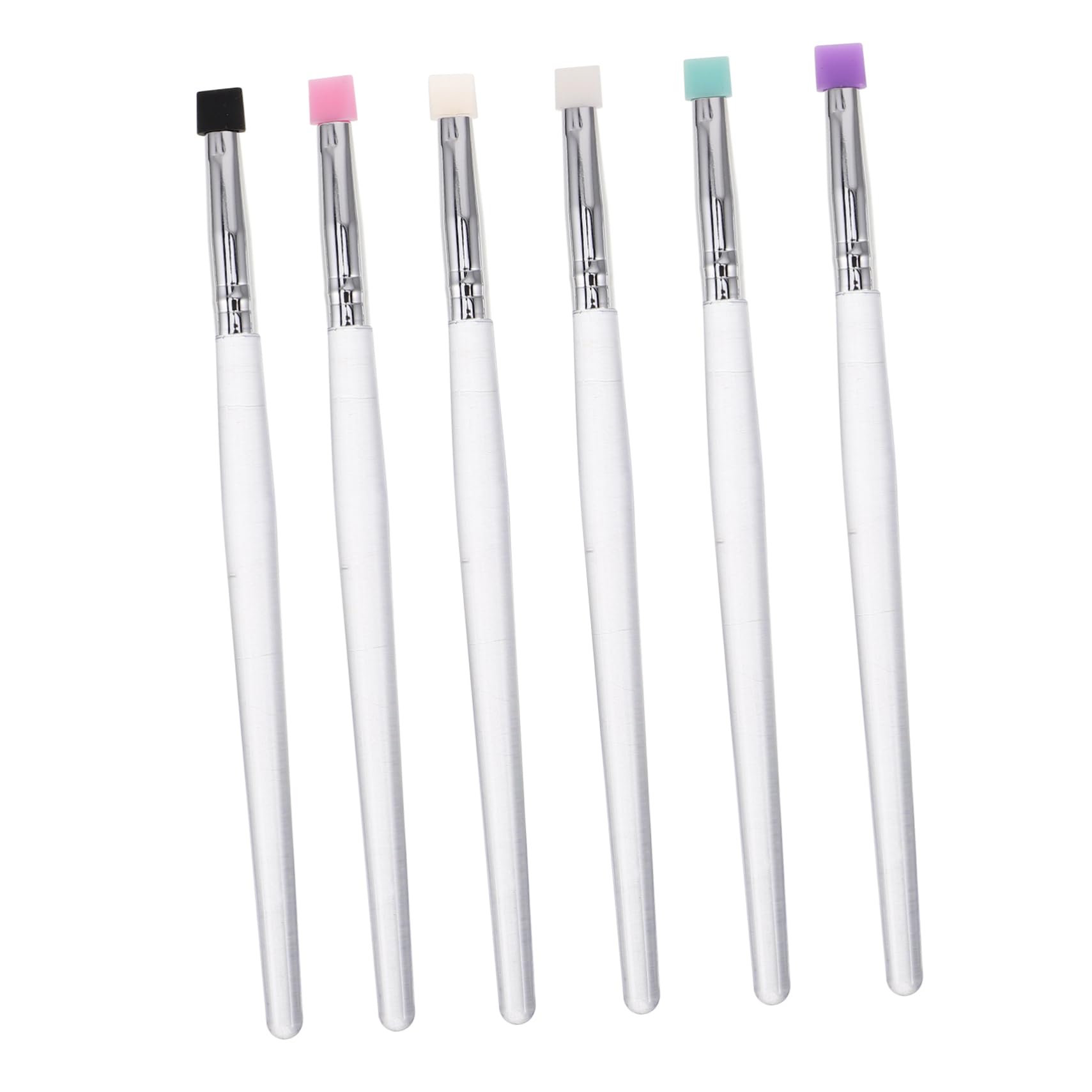 Ipetboom 6Pcs Eye Makeup Brush Silicone Flat Eyelash Eyebrow Brushes Glitter Eyeshadow Applicator for Comfortable Versatile Eye Makeup Application Translucent