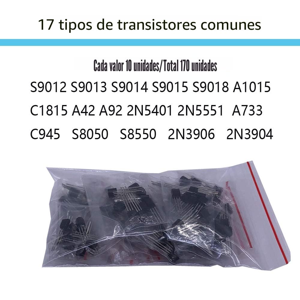 Kit de componentes electrónicos MOGAOPI, diodos LED, resistencias de película metálica, paquete de condensador electrolítico, diodos comunes, condensadores cerámicos, caja surtido de transistores