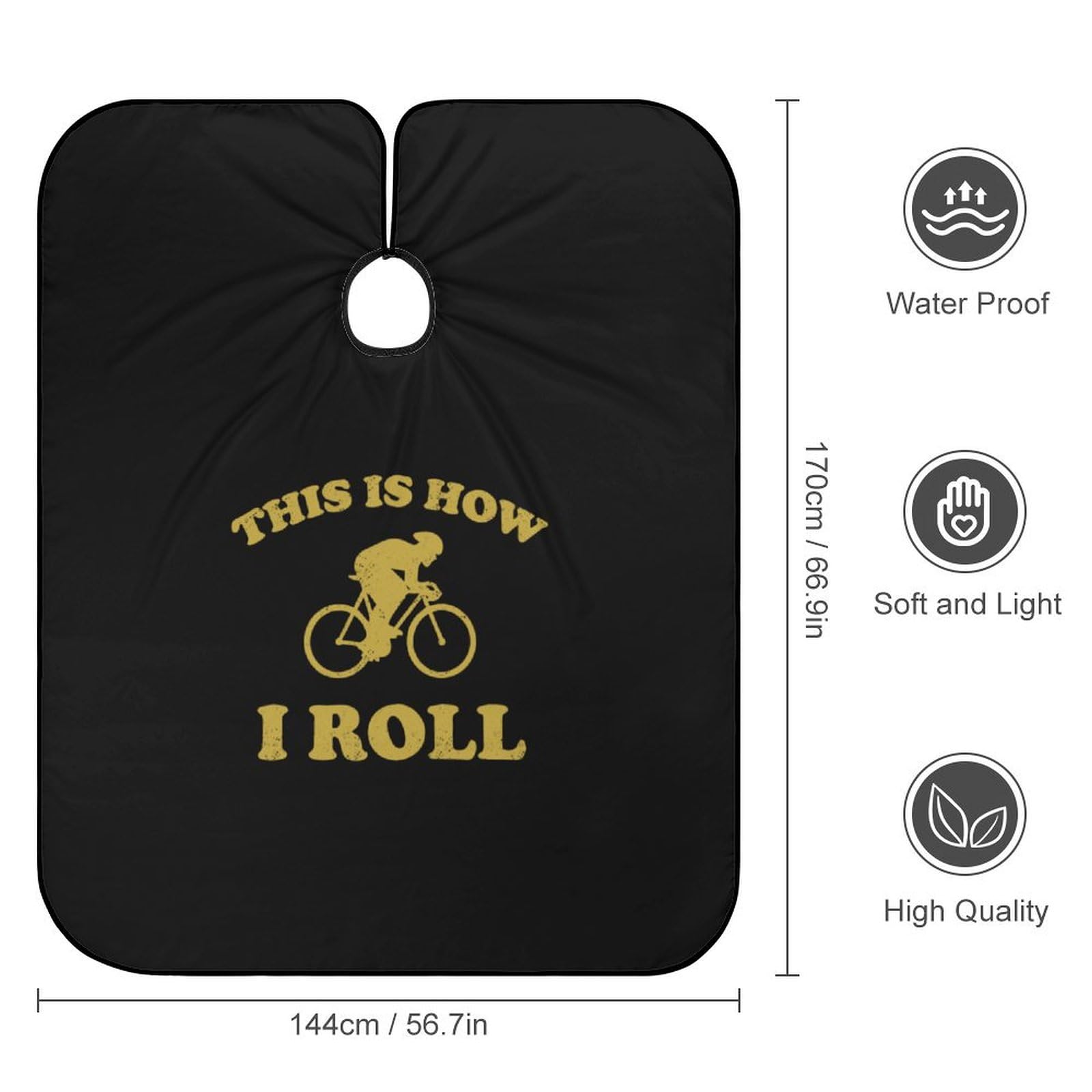Cyclist How I Roll Hair Cutting Cape for Men Women Waterproof Barber Cape Adjustable Salon Haircut Capes
