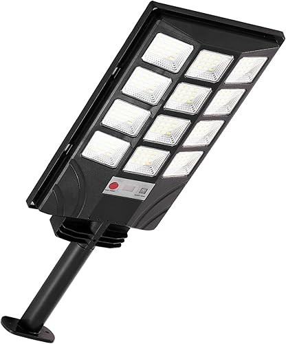 Luces solares para exteriores con sensor de movimiento, luz de calle LED solar de 6500K del anochecer al amanecer con control remoto, luces solares