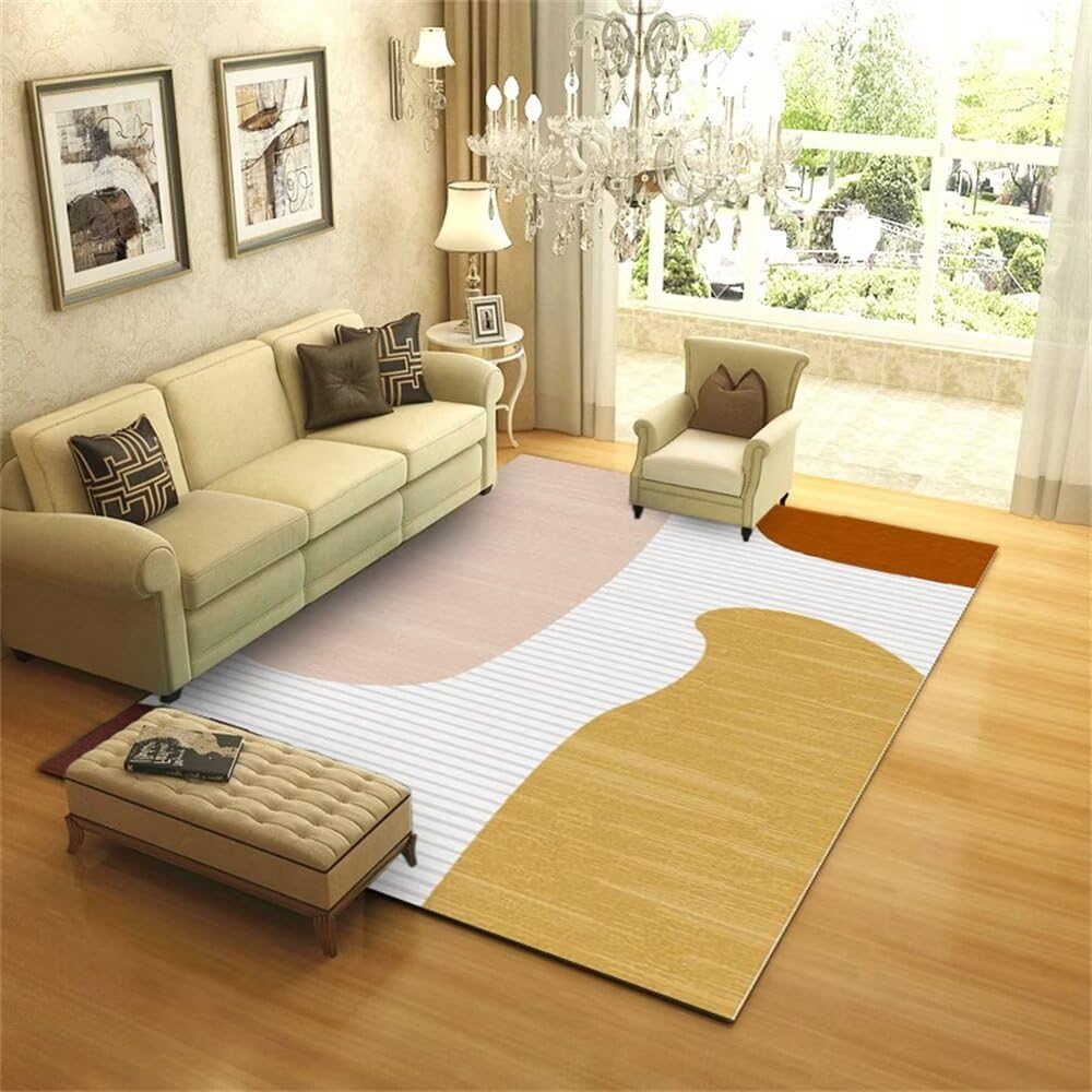 Tapis chambre enfant moutarde 50x80 cm lavable pour petite pièce