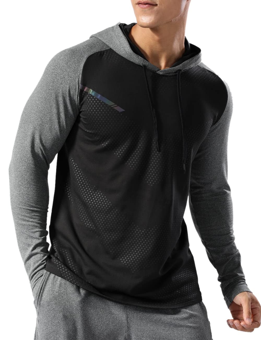 Muscle Alive Herren Thermo Gefüttert Sportlicher Kapuzenpullover Hoodie Zur Seite Fahren Lange Ärmel Sweatshirts von Trainieren Laufen
