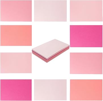 50 Sheets Small Colored Cardstock Paper, Pink, 3x5, 5 Colors | 250 GSM Heavy Card Stock, For DIY Art Projects, For Cards Making