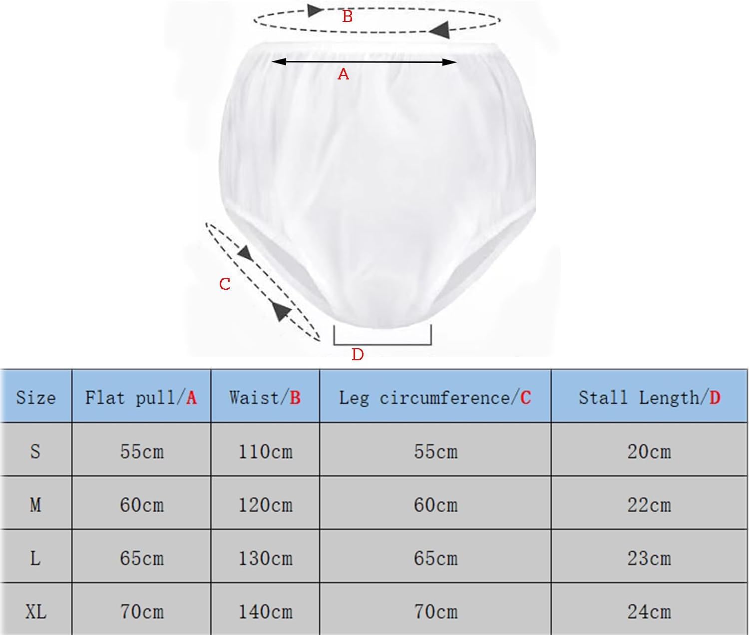 Mutande In Plastica Mutande Lavabili E Impermeabili Per Incontinenza, Pannoloni Per Anziani A Mutandina Pannolini Coprenti Per Anziani, Uomini E Donne Adulti, Confezione Da 3 Pezzi B,Waist 55cm