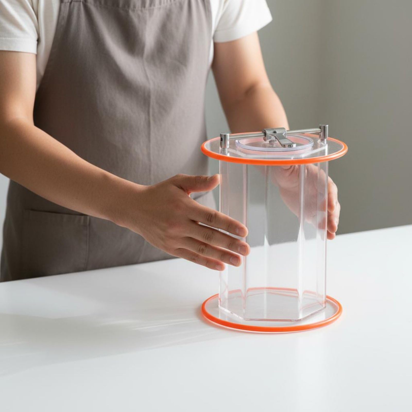 Tonneau de Polissage Hexagonal en Acrylique Haute Transparence, Baril de Polisseuse Rotative, Tambour Polissage avec Joint Anti-Fuite pour Bijoutiers, Artistes, Kt2000