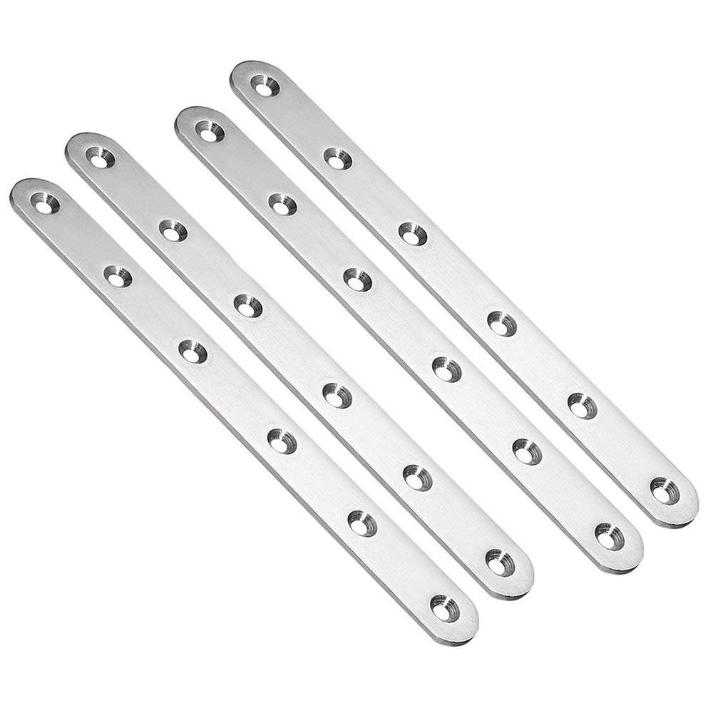 BTMB Stainless Steel Flat Straight Brace Brackets Mending Repair Plate Fixing Joint Connector,Pack of 4 (197x20mm/7.75''x0.79'')