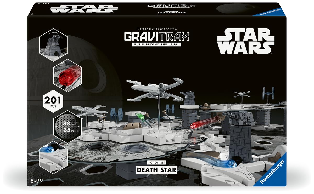 Ravensburger - Gravitrax Star Wars - Pack de démarrage - Circuits de Billes 201 pièces - Jeux de Construction dans l'univers de Star Wars - Enfant, Adute Enfant, Adulte dès 8 Ans - 23860 | GraviTrax Action Set Death Star Wars Circuit Billes 201 pièces, En