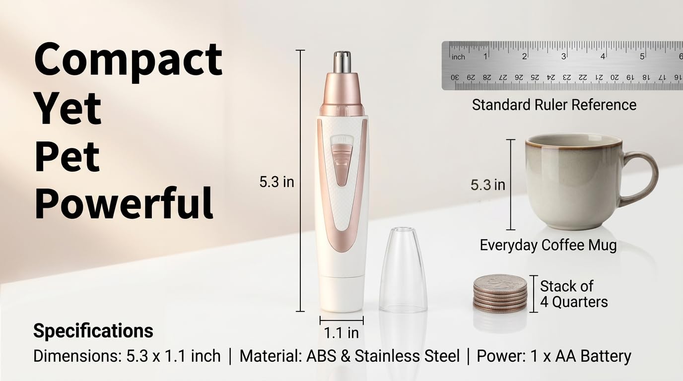 Ear and Nose Hair Trimmer Clippers: 2026 Professional Painless Eyebrow & Facial Hair Trimmers Remover for Women, Battery-Operated Nasal Clipper, Dual Edge Waterproof Blades for Easy Clean, Pink — Amazon image 3