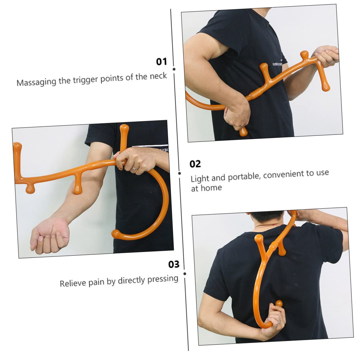 Mikikit Masajeador Cervical y Espalda Herramienta de Acupresión para Piernas y Rodillas Bastón de Masaje de Puntos Gatillo Mango Ergonómico, Ligero y Portátil
