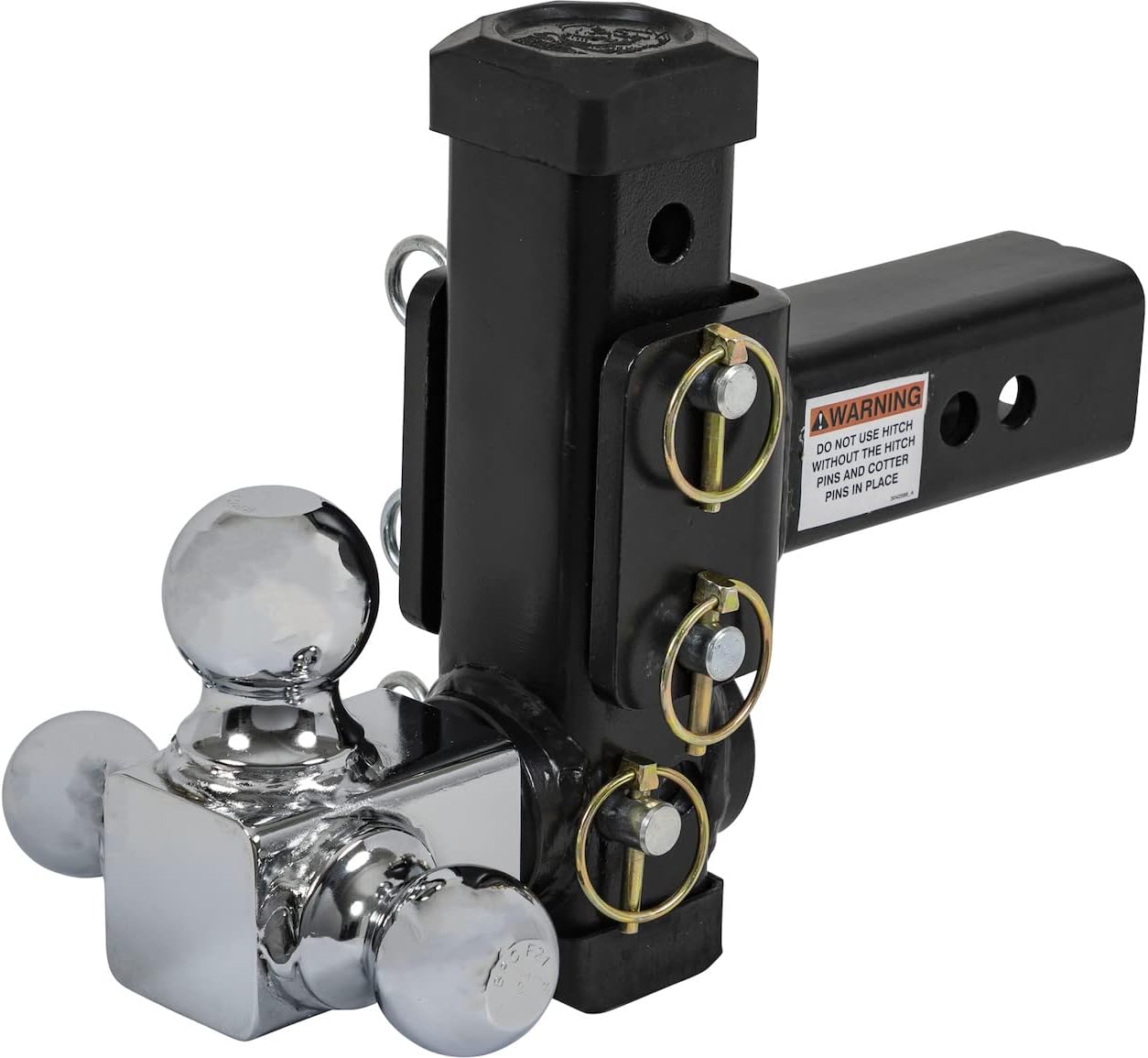 Buyers Products 1802500 Adjustable Tri-Ball Hitch with Chrome Towing Balls, for 2-1/2 Inch Hitch Receivers, Towing Accessories for Trucks & Trailers