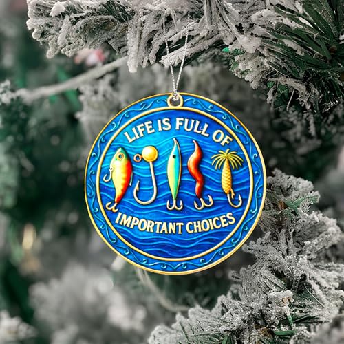 Image of Fishing Christmas Ornament, Fisherman Gift, Fishing Lover Ornament, Christmas Tree Decoration, Holiday Keepsake
