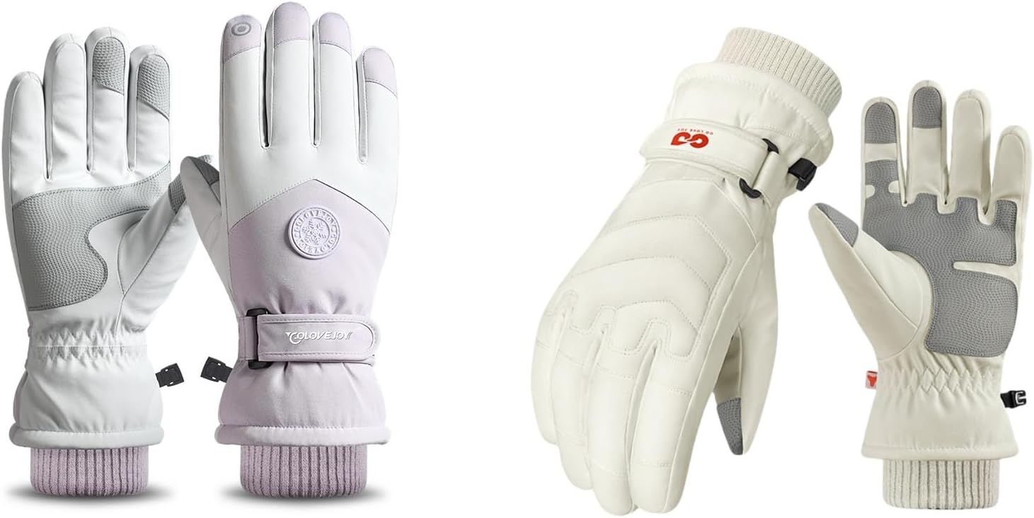 2 Pair Winter Ski Snow Gloves for Men, Women, Youth | Touchscreen Waterproof Windproof Cold Weather Hand Warming Gloves for Skiing, Snowboarding, Cycling, Running, Winter Work