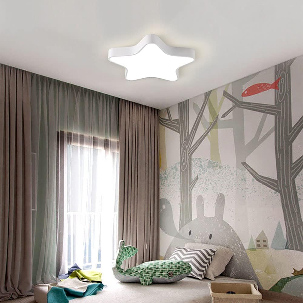 LED Ceiling Light Fixture, Modern Pentagram Recessed Ceiling Lights, 3000K-6000K Dimmable Light, Close to Lighting Flush Mount Living Room Pendant Lamps (White, 12inch)