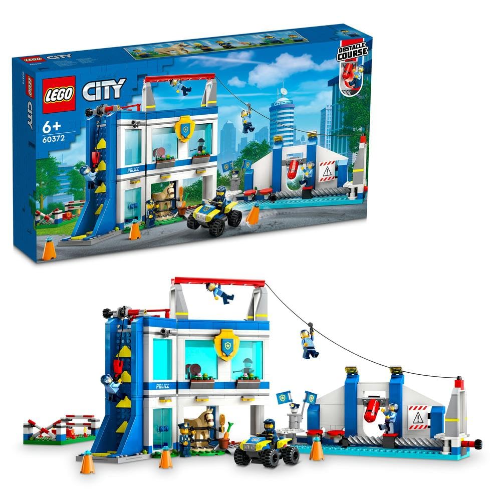 LEGO60372 City Police Training Academy Station Playset with Obstacle Course, Horse Figure, Quad Bike Toy and 6 Officer Minifigures for Kids, Boys & Girls Aged 6 Plus