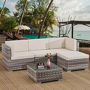 ASOWNSUN Rattan Garden Furniture Sets 4 ...