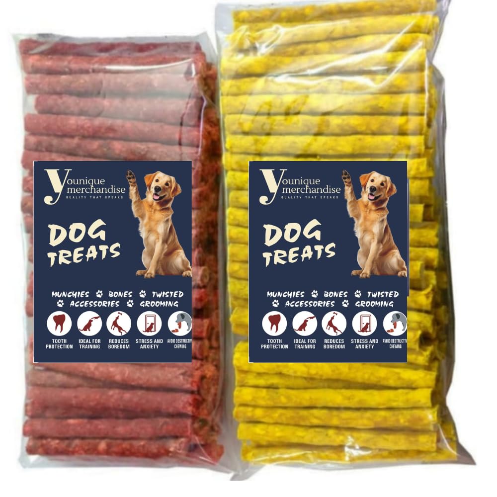 Dog Chew Sticks Munchy Sticks Mix Flavours Chicken Mutton Flavor Chewsticks Treat Snacks for All Breed Dogs (0.5 KG)