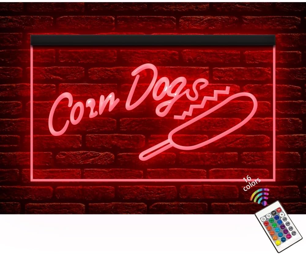 110135 Corn Dogs Cafe Shop Restaurant Display LED Night Light Neon Sign (16" X 12", Purple)