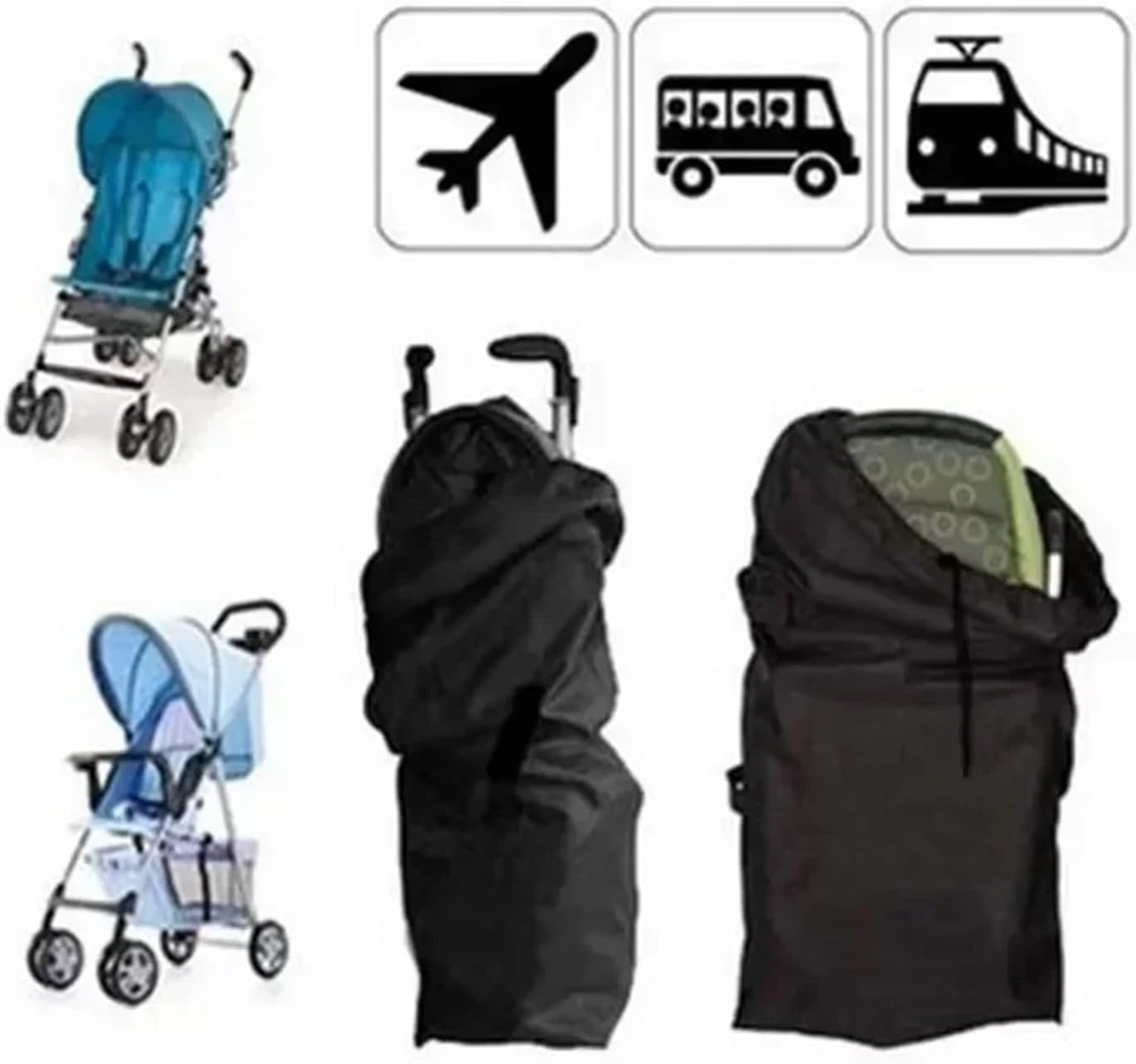 Oxford Cloth Black Dust Cover Organizer For Travel Large Capacity Baby Stroller Storage Bag With Hand Strap Waterproof