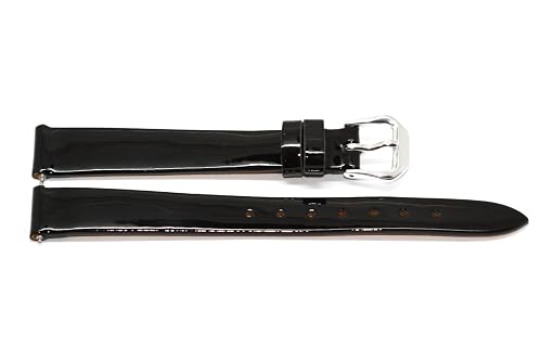 Gorgeous 12MM Black Patent Shiny Genuine Leather WATCHBAND