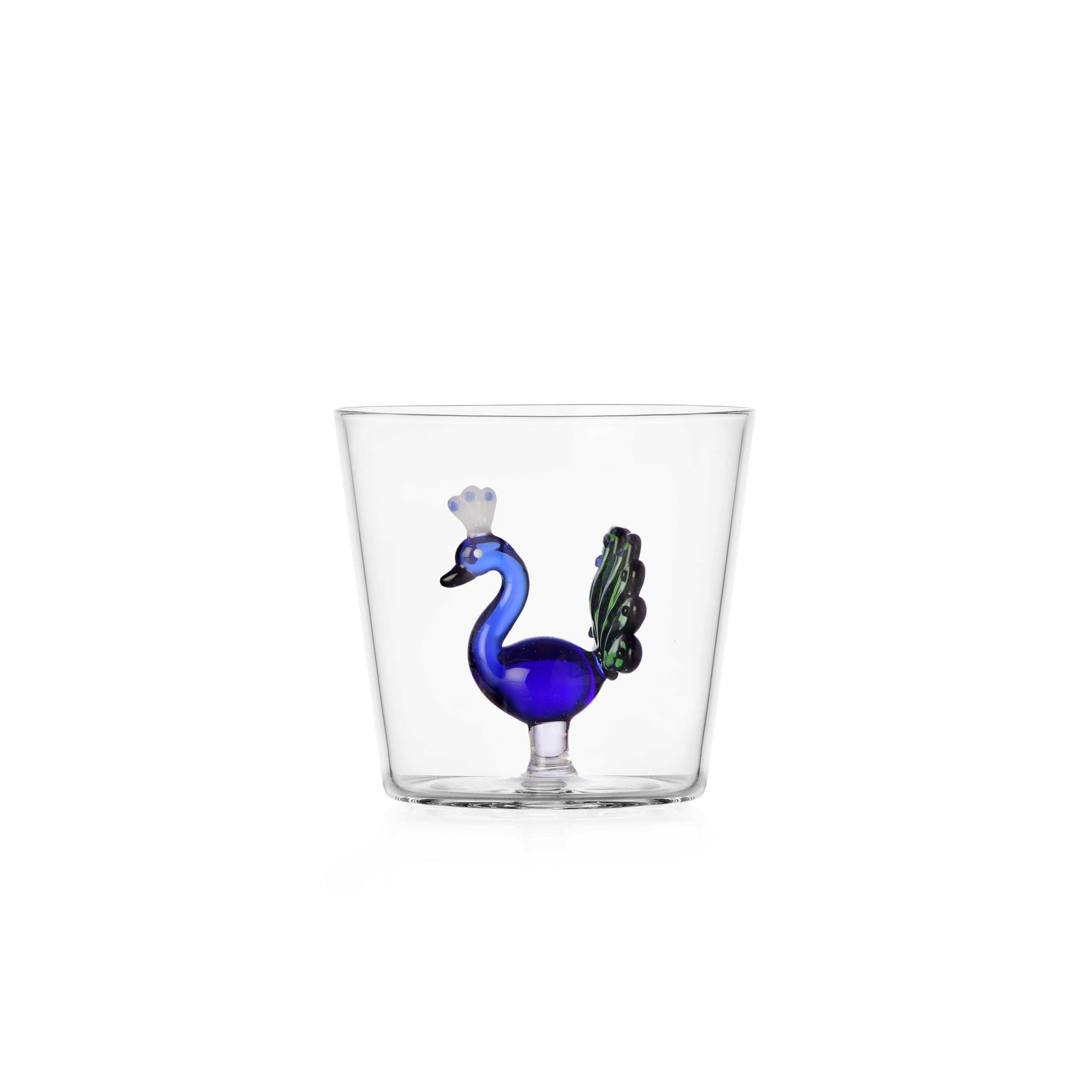 Ichendorf Milano Peacock Blue Tumbler Animal Farm Collection, 30 cl, Borosilicate Glass, Handmade