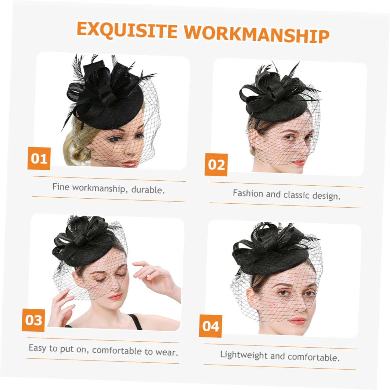FRCOLOR 5pezzi Fascinator Elegante con Velo Rete per Cerimonie e Feste Cappello da Tea Party e Accessorio da Banchetto per Donne Stile Versatile e Comodo per Occasioni Speciali