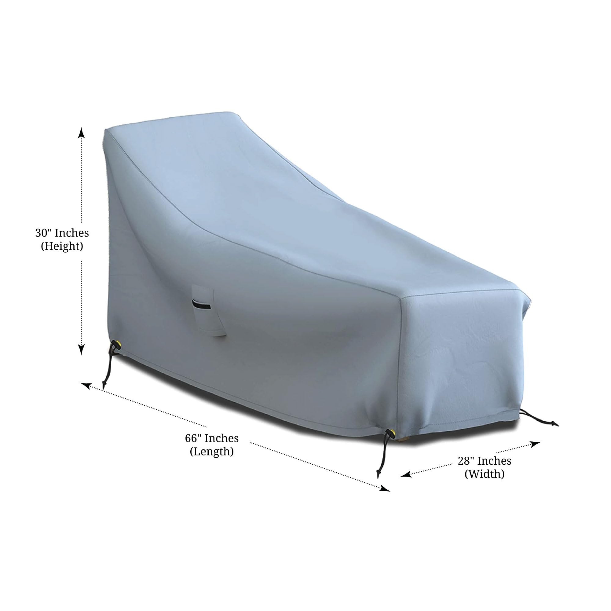 Covers & all Chaise Lounge Cover, Heavy Duty 18 Oz Waterproof UV & Weather Resistant Outdoor Patio Lawn Garden Backyard Furniture Chair Protector with Air Vents & Drawstrings (66L x 28W x 30H, Grey)