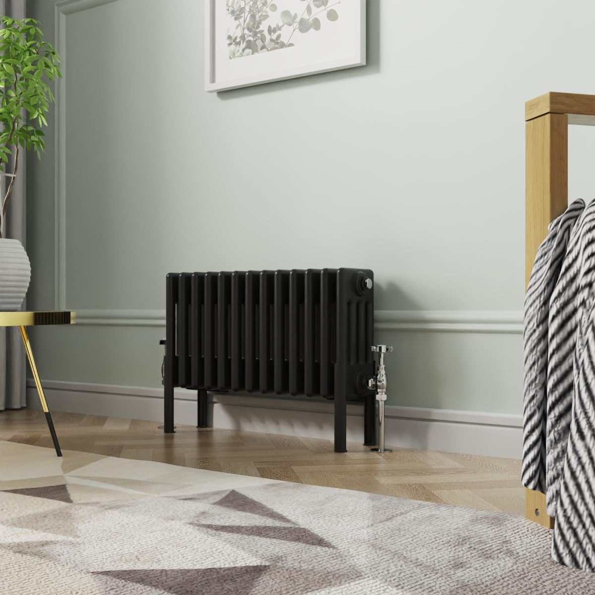 NRG 300x605mm Black Cast Iron Radiator 4 Column Perfect for Bathrooms, Kitchen, Living Room โ image 1